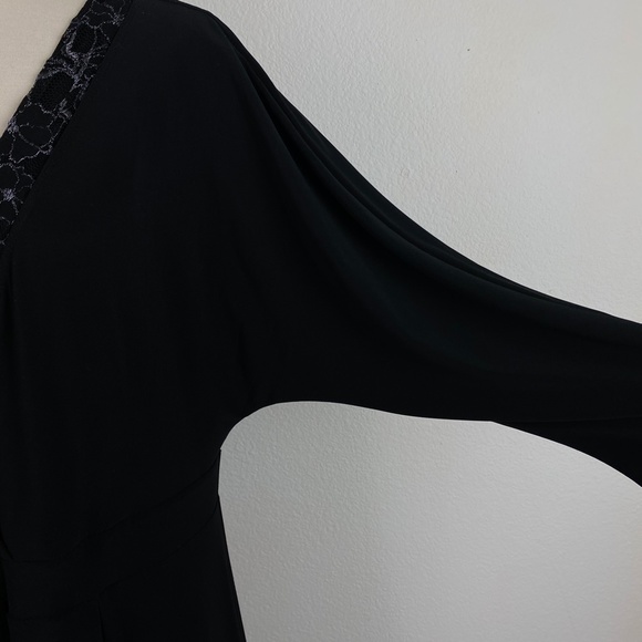 GIGI Black Knit Maxi Dress Formal Evening Lace Insert Full Sweep Lined Size 12 - Picture 5 of 13